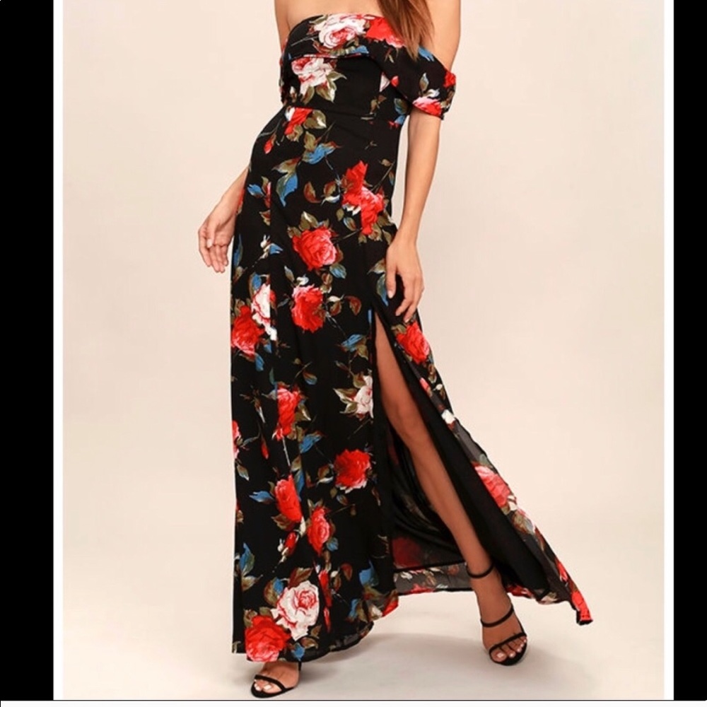 Lulus off shoulder floral maxi dress